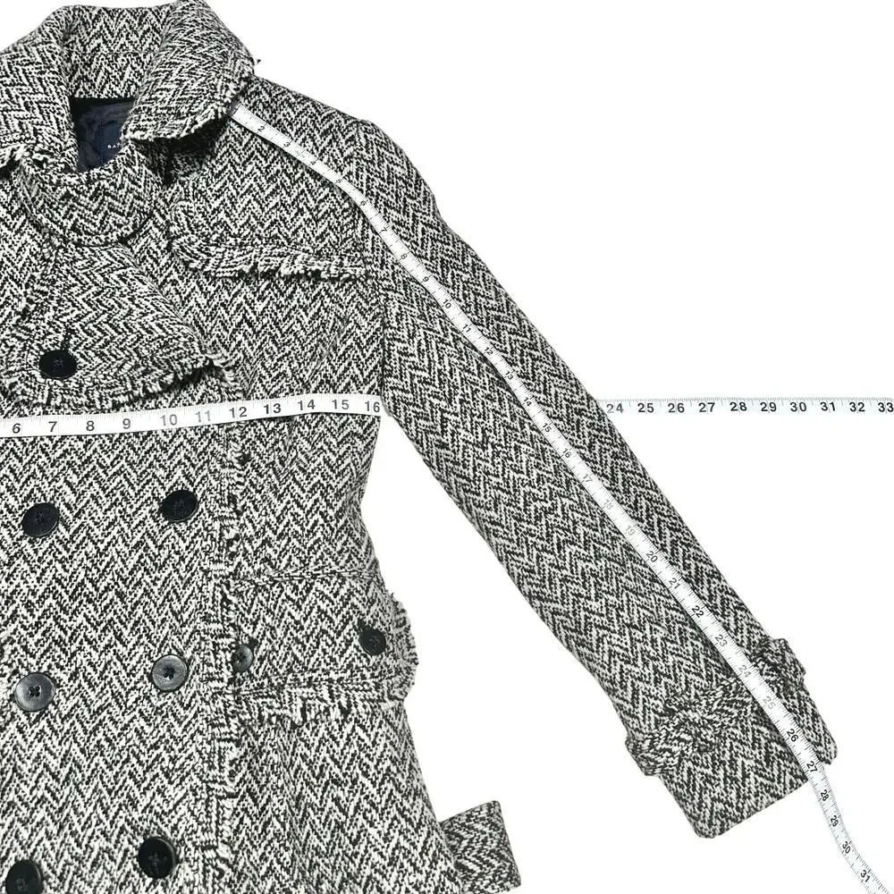 Banana Republic | Women | Vtg Tweed Herringbone Wool Blend Trench Coat | Small - Picture 7 of 16